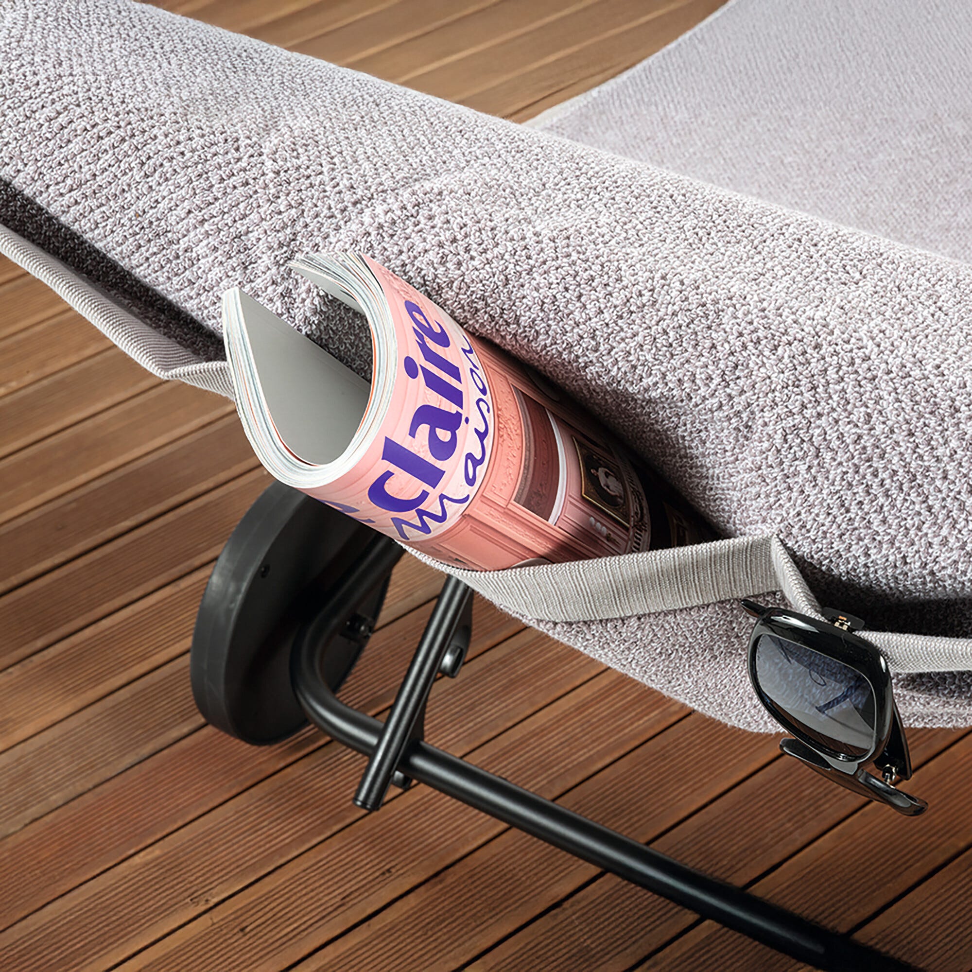 Towel for Reclining Chair XL and Sun Lounger - Littoral - Coton - Grey Embrun