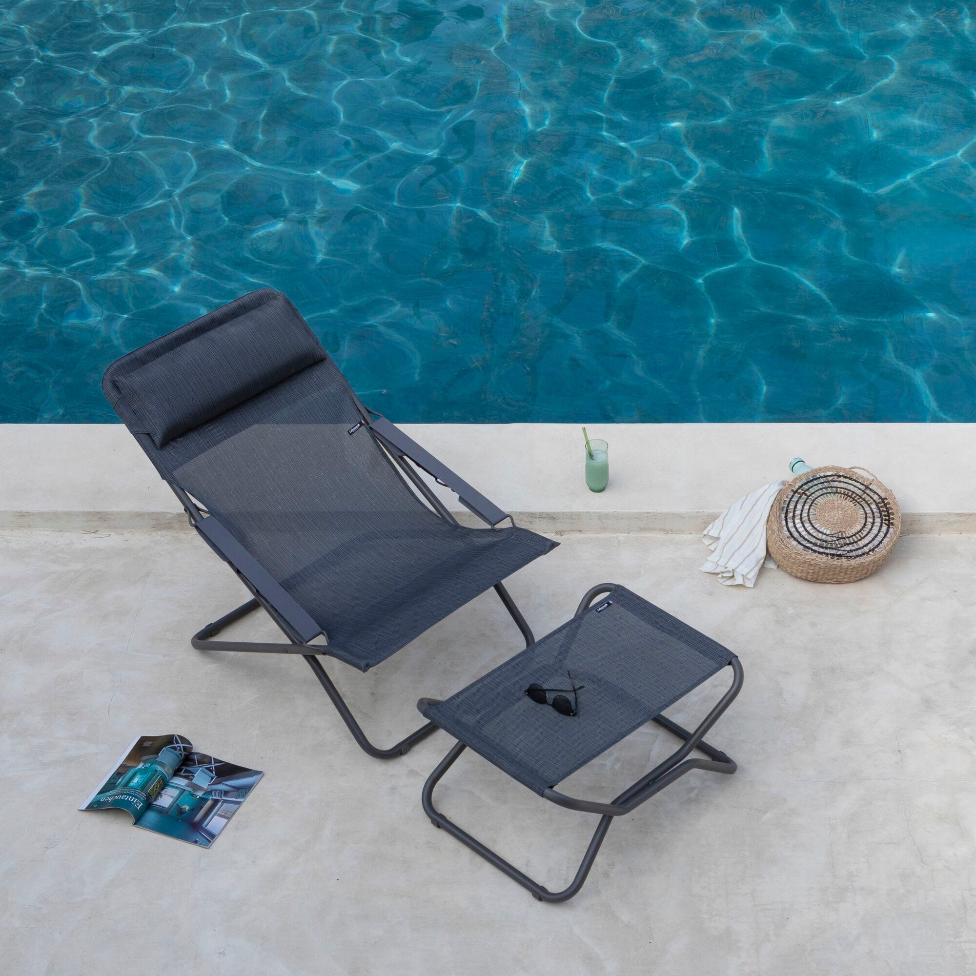 multi-position Folding Deckchair - Transabed -  - Grey Obsidian